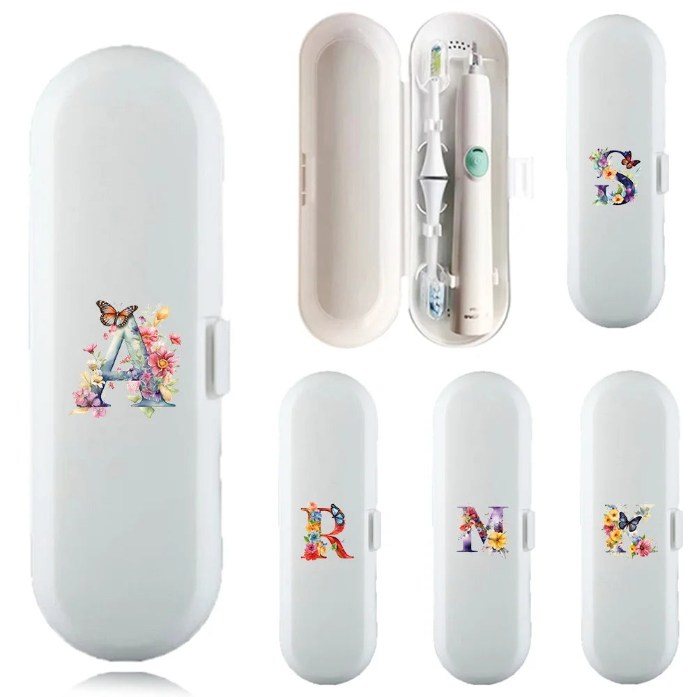 Travel Electric Toothbrush Storage Box Portable Case Electric Toothbrush Handle Universal Case Butterfly Letter Pattern
