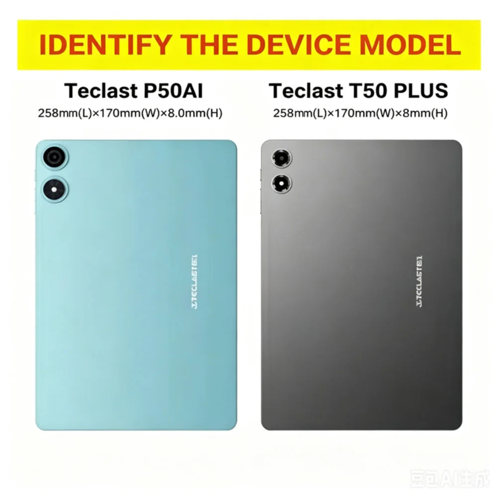 For 10.92" Teclast P50 AI/P50 Tablet Case, Flip Folio Tri-fold Slim Durable Leather Cover Portable Protective Sleeve with Stand