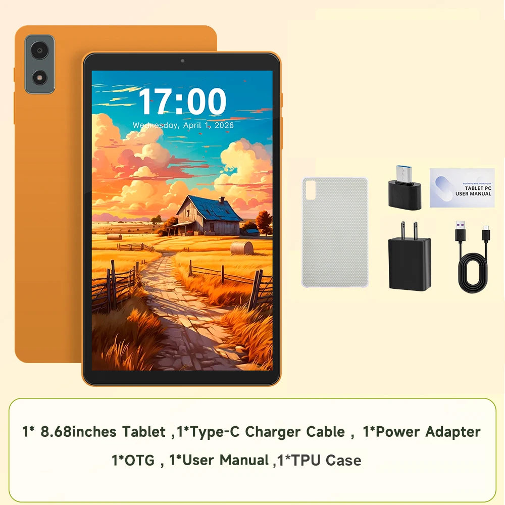 Paitanry 4G LTE 8.68" Android 16 Tablet 16GB RAM+64GB ROM 1TB Expand Octa Core T616 5000mAh 90Hz WiFi 6 Bluetooth 5.0 Tablet PC