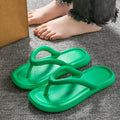 Lightweight Flat Heel Beach Slides Soft Sole Platform Flip Flops Non Slip Slippers for Women EVA Thick Sole Clip Toe Home Shoes