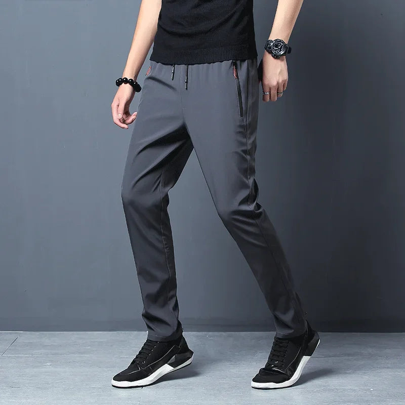 Classic Urban Straight-Leg Joggers – Men's Slim Fit Elastic Waist Casual Trousers