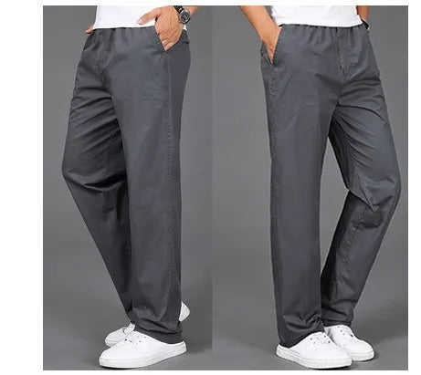 Cargo Pant Men Long Pants High Elastic Waist Simple Splice Straight Trousers Casual Loose Regular Solid Autumn Winter 2024