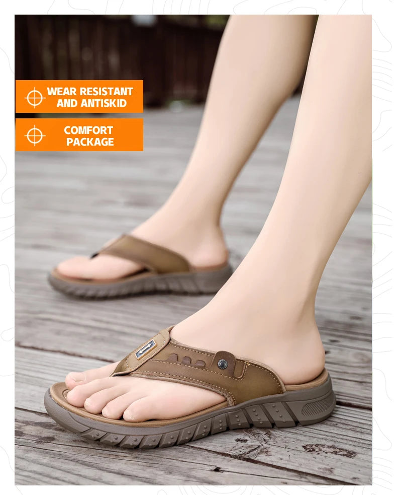 Mens Casual Slippers Summer Outdoor Open Toe Beach Shoes Soft Bottom Comfortable Vacation Indoor Sandals Fashion Non Slip Breath