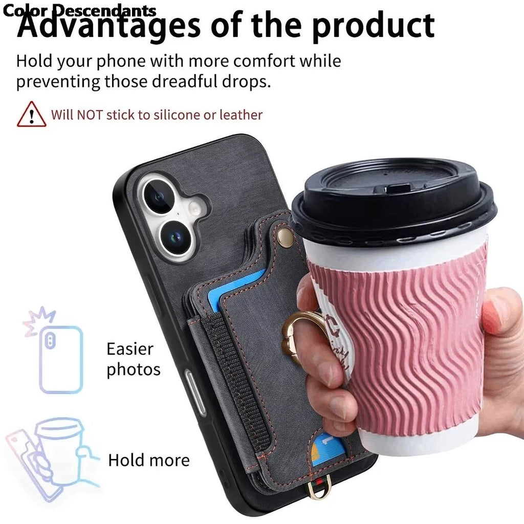 For Nothing CMF Phone 1 2024 Anti-theft brush Leather Card Case For Nothing CMF Phone1 Ring Back Cover CMF Phone 1 Funda