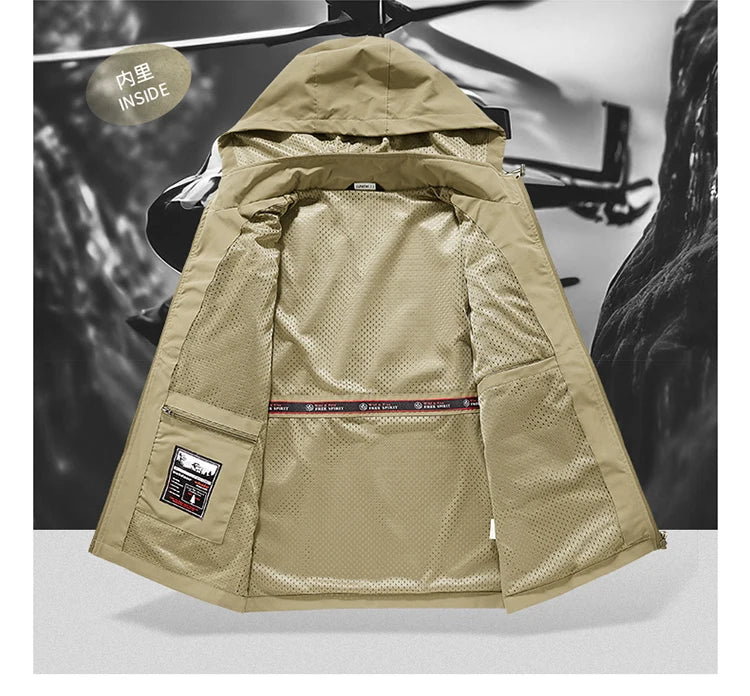 Jacket Mens Spring autumn New men jacket printing hooded Jackets casual coat Men's business coats Size M-7XL 8XL Hat detachable