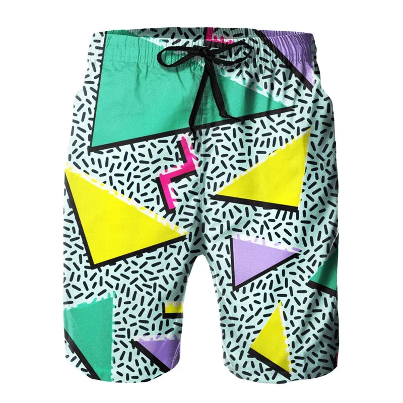 Fashion 80s 90s Graphic Beach Shorts For Men Hot Sale Swimming Trunks Kids Boys Quick Dry Board Shorts Summer Street Short Pants