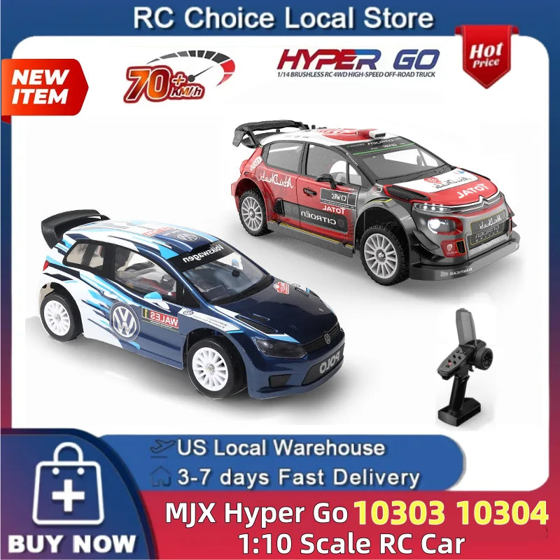 MJX Hyper Go 10303 10304 1:10 Scale Brushless RC Car 70KM/H High-Speed Off-road Racing Car 2.4G Remote Control Drifting Vehicle