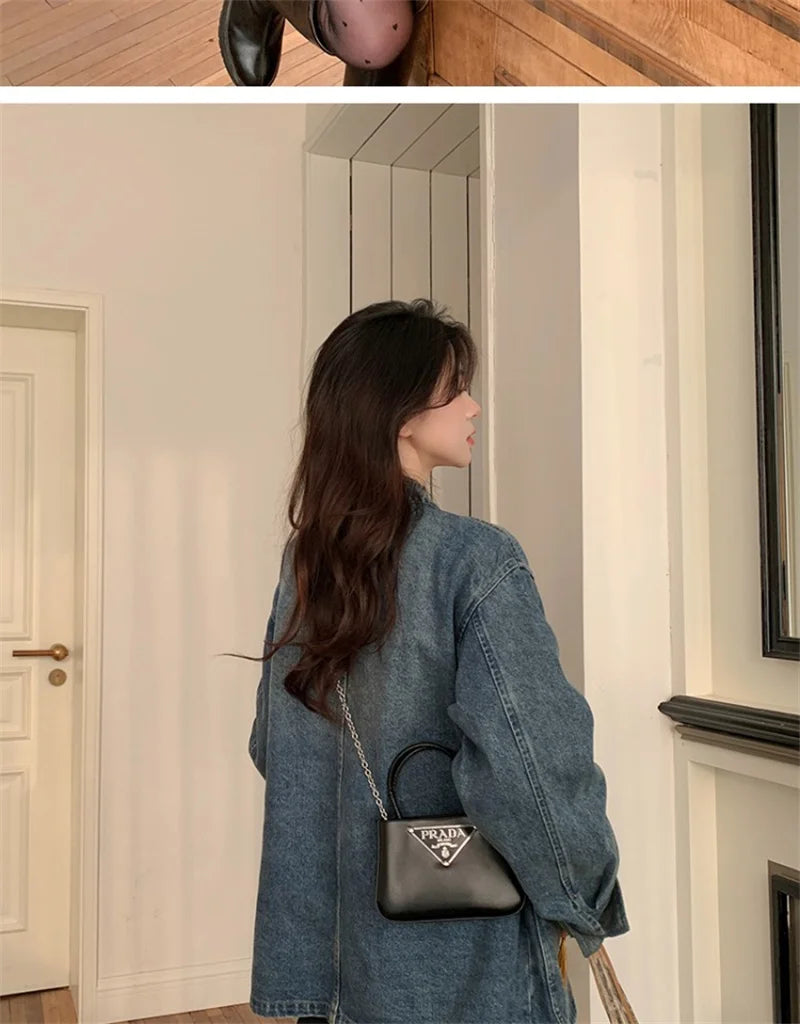 New Chinese Retro Casual Denim Jacket for Women in Spring 2024 Unique Chic Hong Kong Style fat and Slim Cardigan top for Women
