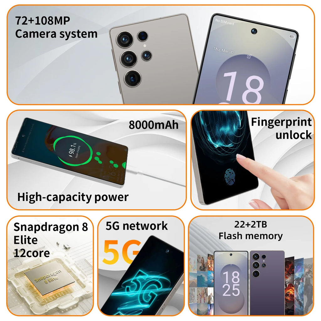 2026 Hot S25 Pro original intelligent 4G 5G dual card dual standby system global version 7.3 inch 8000mAh battery Arrival