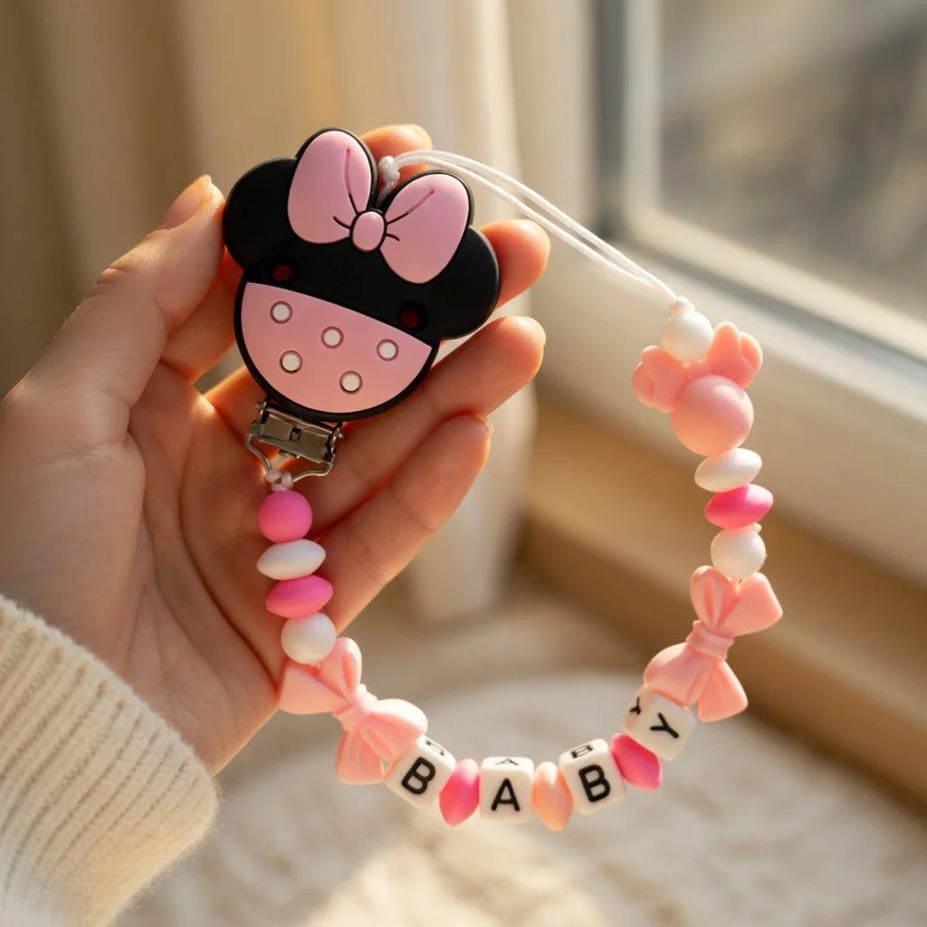 2026 Custom Name Baby Pacifier Clips Chain Silicone Beads Teether Toys Dummy Holder Russian English Name Pacifier Chain Newborn