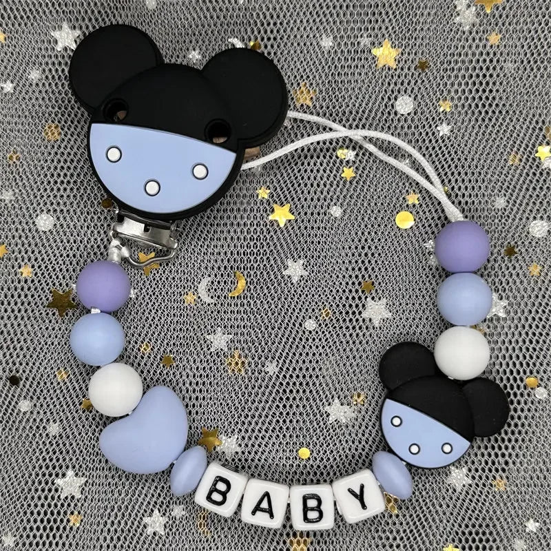2026 Custom Name Baby Pacifier Clips Chain Silicone Beads Teether Toys Dummy Holder Russian English Name Pacifier Chain Newborn
