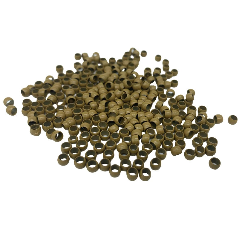 1000Pcs Multipurpose 4.0mm Non-Silicone Nano Lined Beads Copper Nano Rings for Hair Tinsel Feather Extensions Black/Brown/Beige