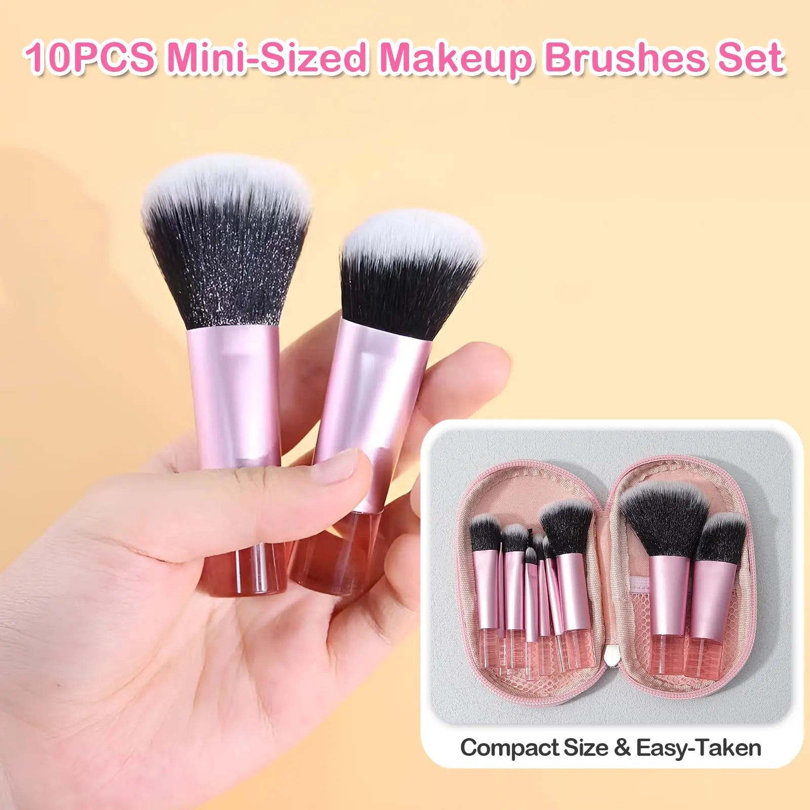 10 Pcs Travel Makeup Brush Set Mini Makeup Brushes Travel Size Small