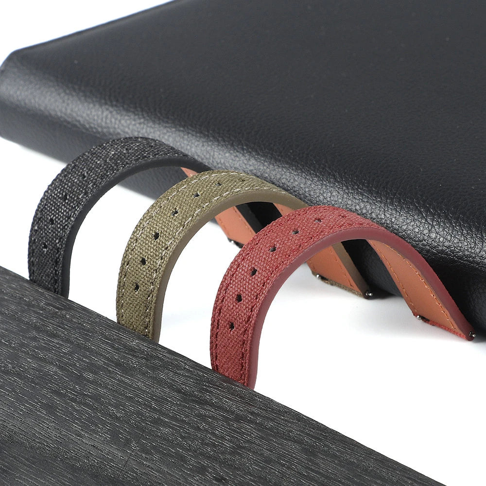 20mm 22mm Vintage Sailcloth Watch Band Fabric Leather Strap Retro Canvas Quick Release Watchband for Men