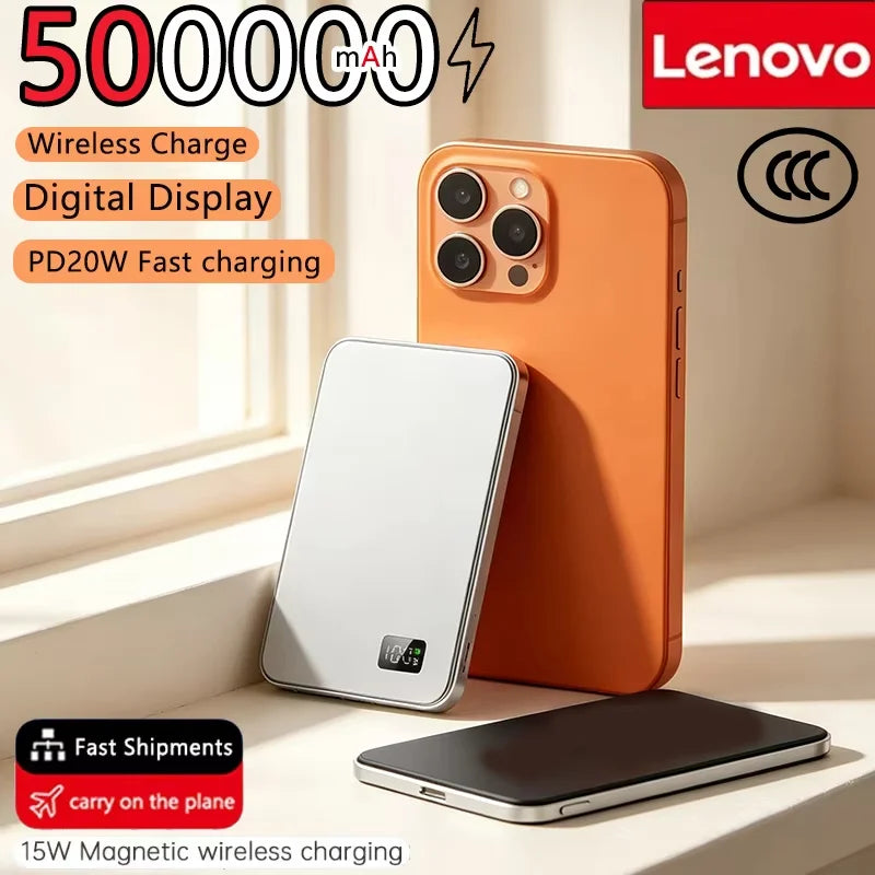 Lenovo Portable Magsafe Charger 50000mAh Magnetic Wireless Power Bank PD22.5W High Speed Charging Battery for iPhone