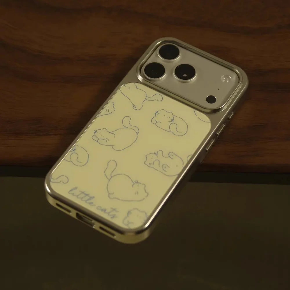 MIG & MIK STYLE™ Cute Yellow Cat Silver Edge Epoxy Phone Case (TPU Anti-Drop)