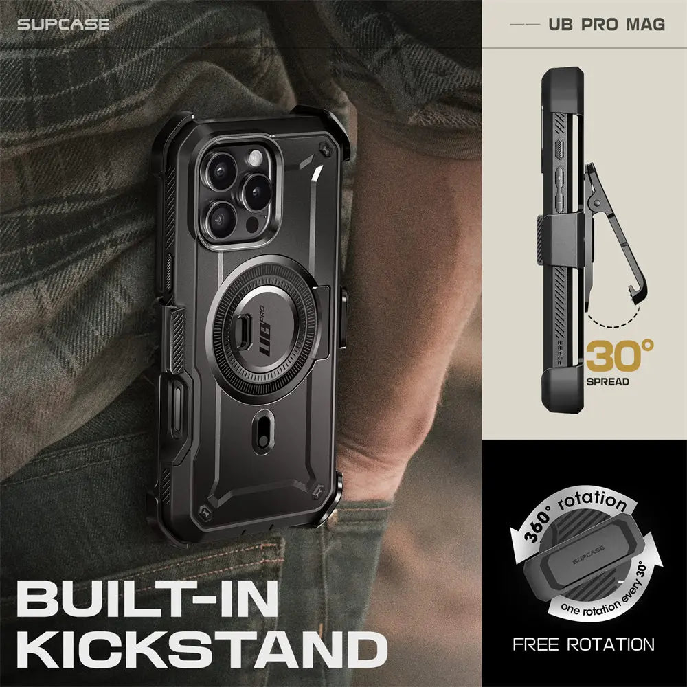 SUPCASE For iPhone 16 Pro Max Case 6.9“ 2024 UB Pro Mag Full Body Rugged Case with Built-in Screen Protector Kickstand Belt-Clip