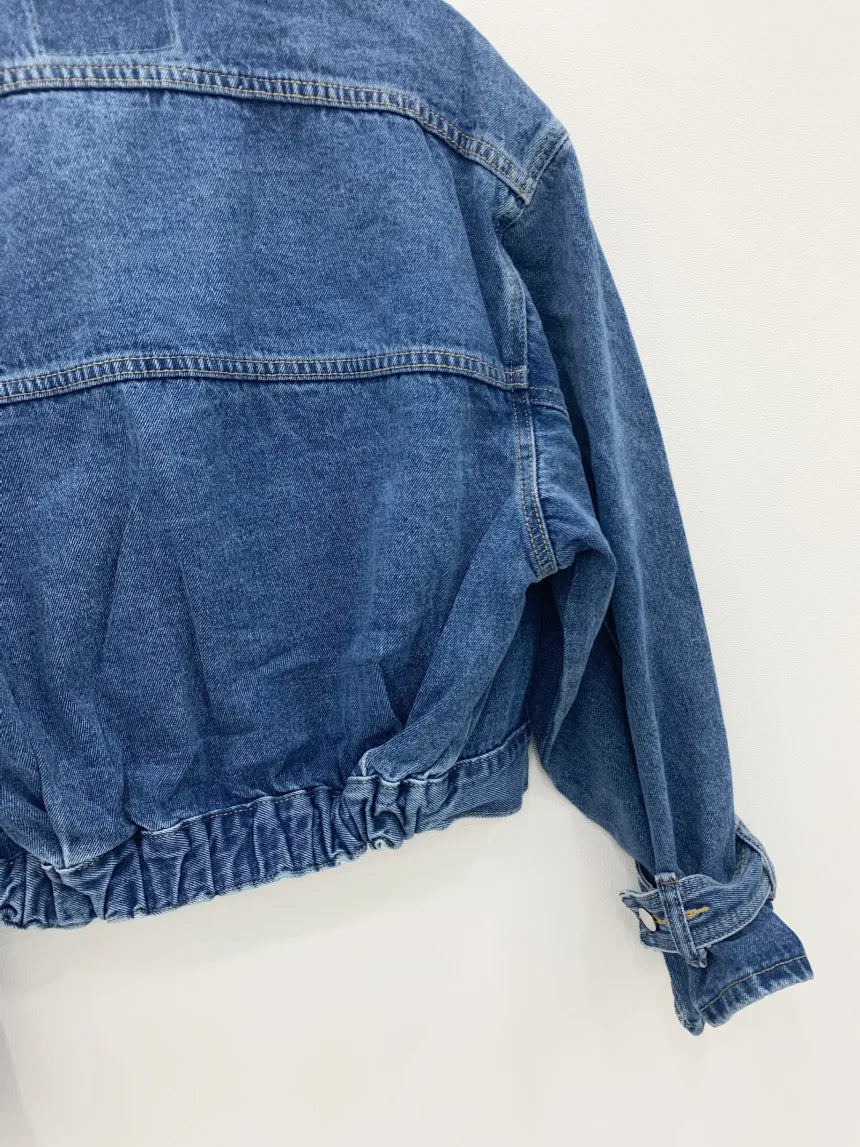 Women Denim Coat Short Jackets Turn Down Collar Full Sleeve Solid Casual Loose Single Breasted Coats Jacket Autumn Winter