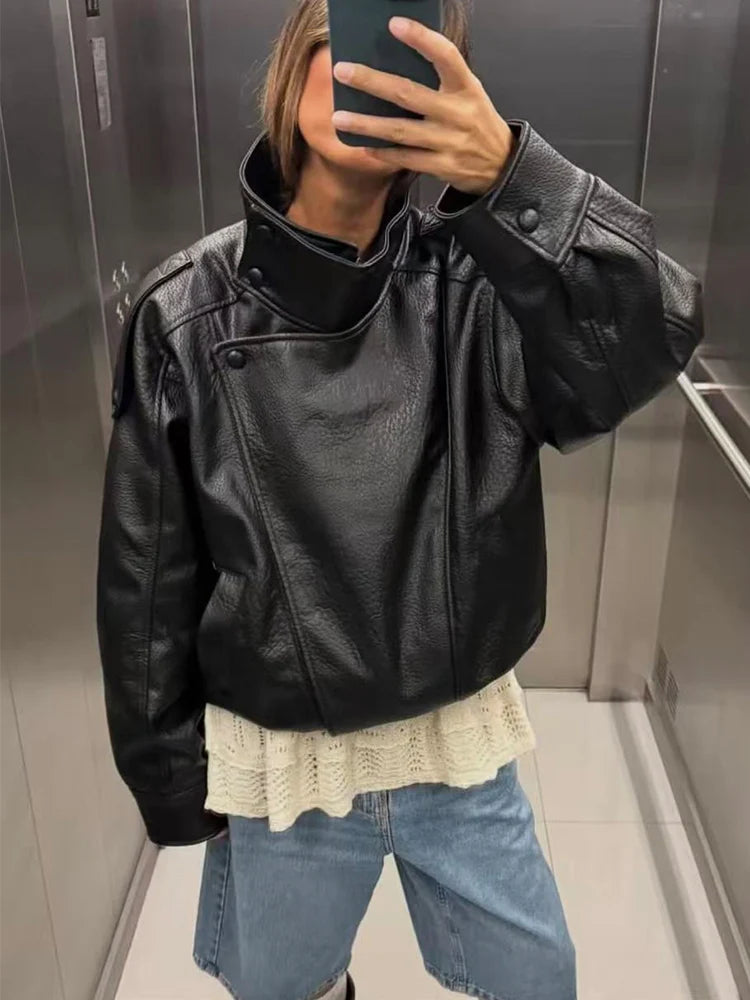 MIG & MIK STYLE™ Women's Faux Leather Moto Jacket