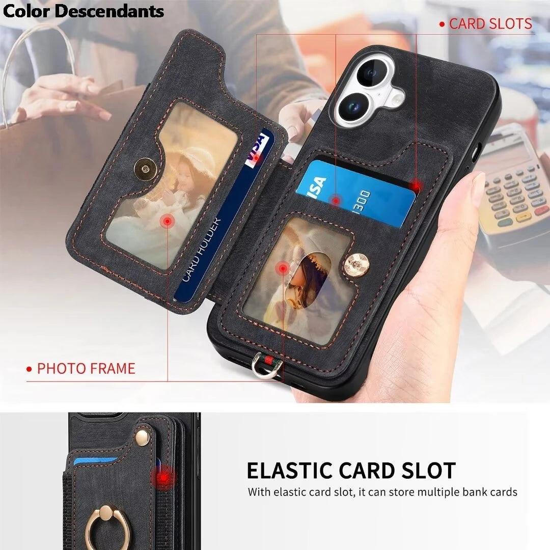 For Nothing CMF Phone 1 2024 Anti-theft brush Leather Card Case For Nothing CMF Phone1 Ring Back Cover CMF Phone 1 Funda