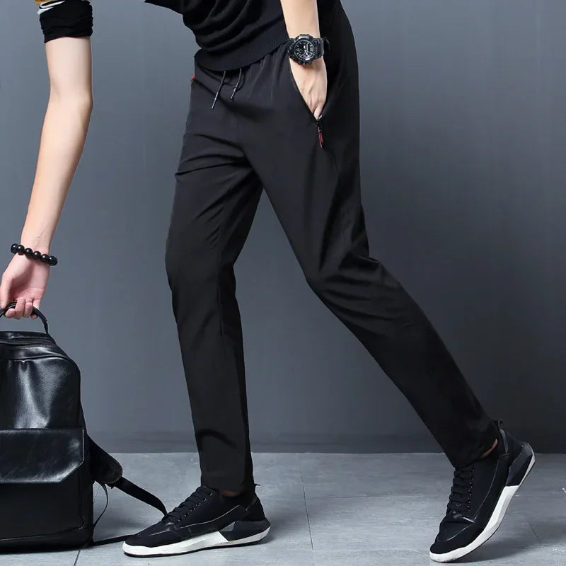 Classic Urban Straight-Leg Joggers – Men's Slim Fit Elastic Waist Casual Trousers