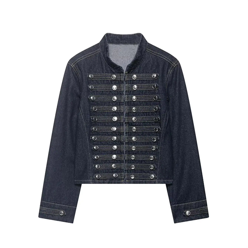 New Vintage Denim Jacket For Women Solid Round Neck Slim Fit Short Jackets 2026 Spring Lady Daily High Street Outerwears