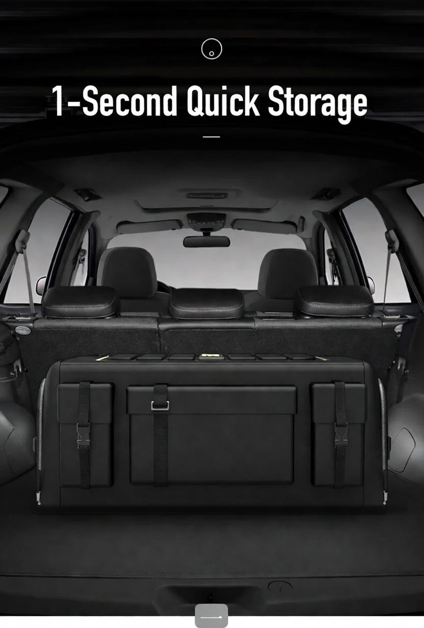 Large Capacity Car Trunk Organizer, Waterproof Foldable Cargo Storage Box with Lid, Multi-compartment Auto Organizer for SUV