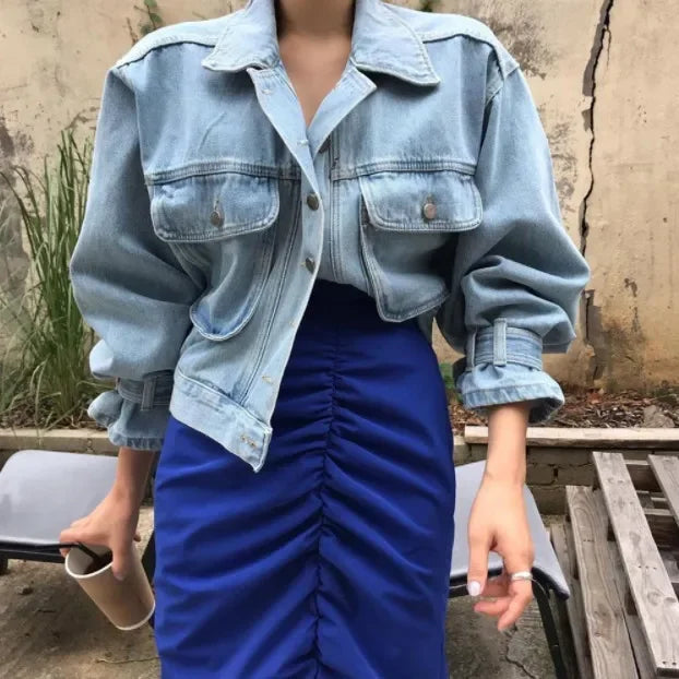 MIG & MIK STYLE™ Women's Cropped Streetwear Denim Jacket