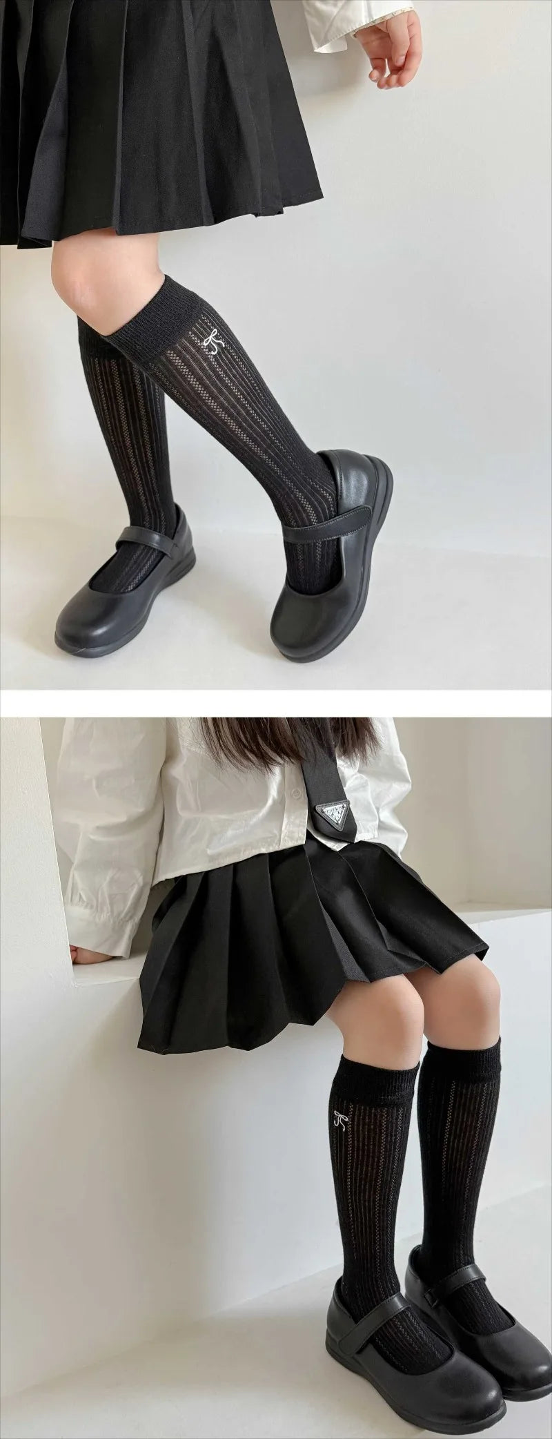 Summer Baby Hollow Out Socks Cute Bow Mesh Cotton Princess Knee High Socks Breathable Thin Non-slip Children Socks 2-12Years