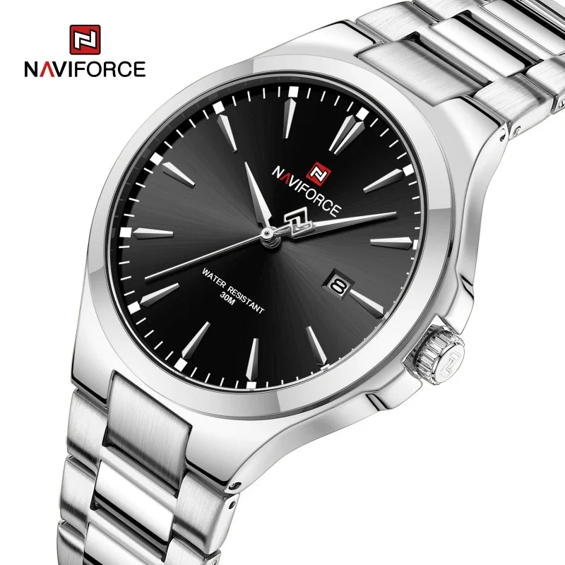 NAVIFORCE Original Design Fashion Men's Watches Stainless Steel Simple Calendar Male Waterproof Wristwatches Relogio Masculino