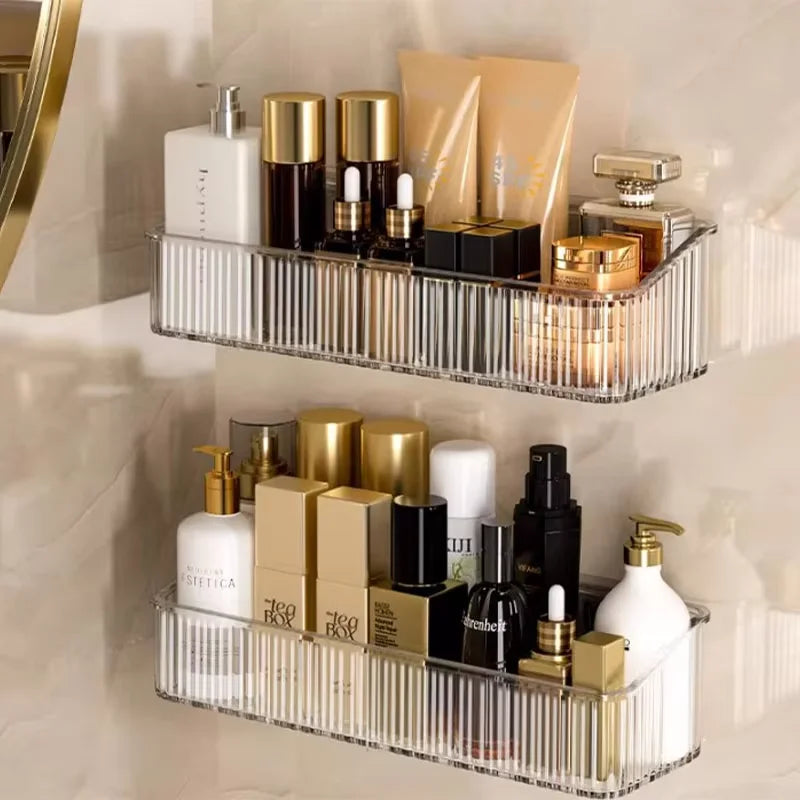 Punch-free Light Luxury Bathroom Storage Rack Toilet Wash Basin Wall Mount Toilet Wall Cosmetics Storage Rack