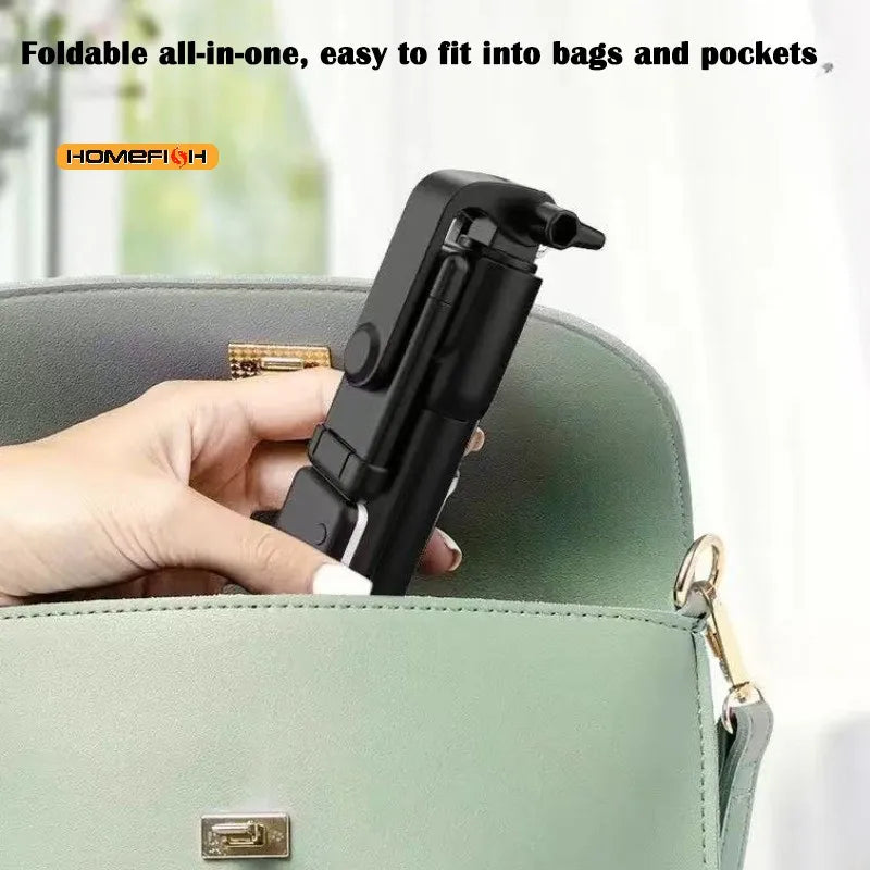 Wireless Bluetooth Selfie Stick Tripod Stand with Fill Light Remote Shutter Tripod