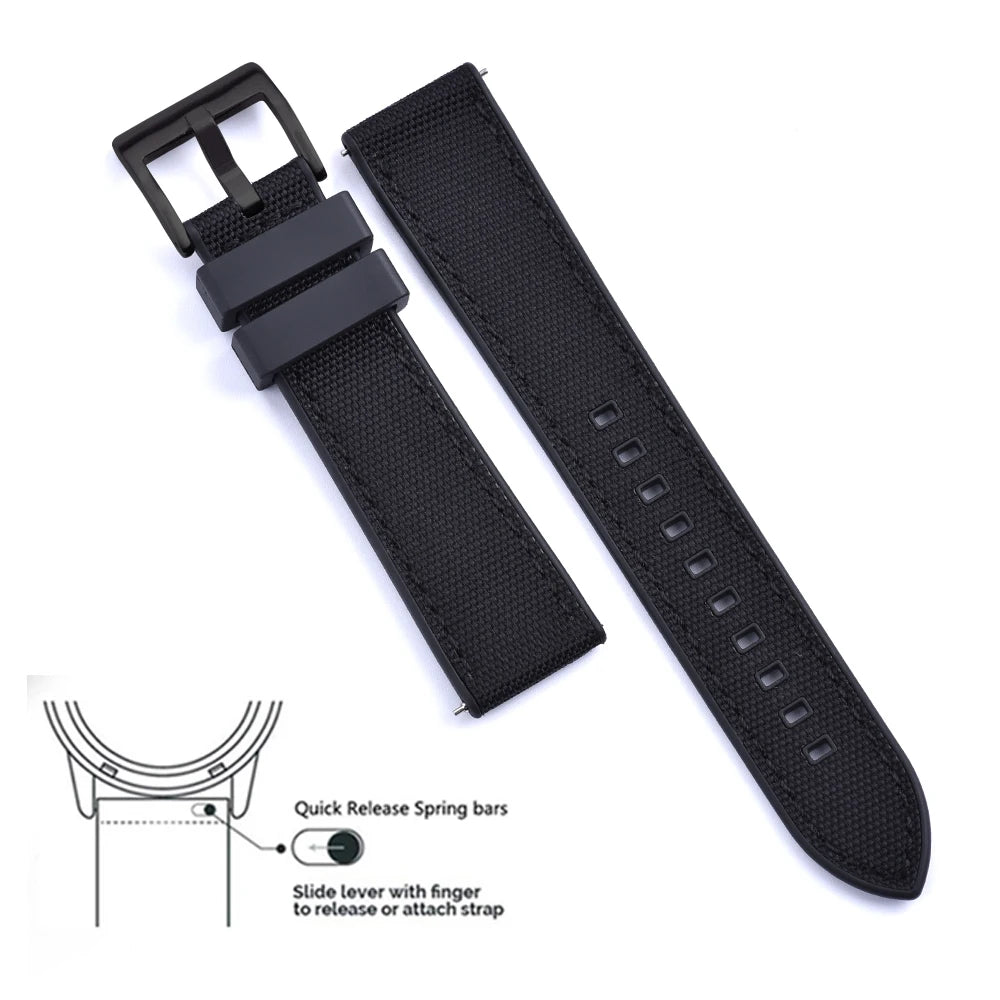 MIG & MIK STYLE™ Hybrid FKM Canvas Watch Strap