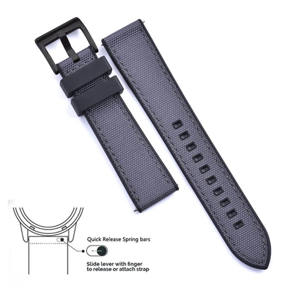 MIG & MIK STYLE™ Hybrid FKM Canvas Watch Strap