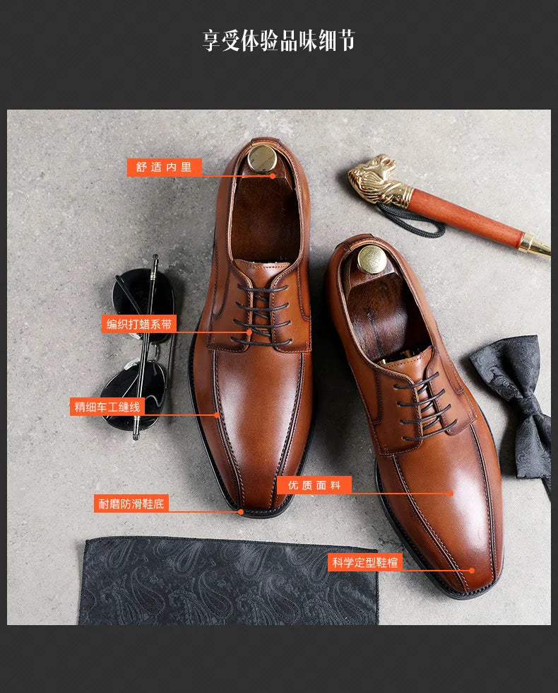 High Quality Handmade Oxford Dress Shoes Men PU Leather Suit Shoes Footwear Wedding Formal Italian Shoes Hot 2026 New