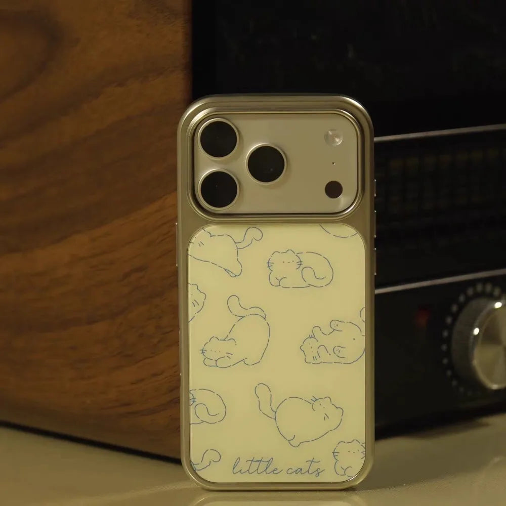 MIG & MIK STYLE™ Cute Yellow Cat Silver Edge Epoxy Phone Case (TPU Anti-Drop)