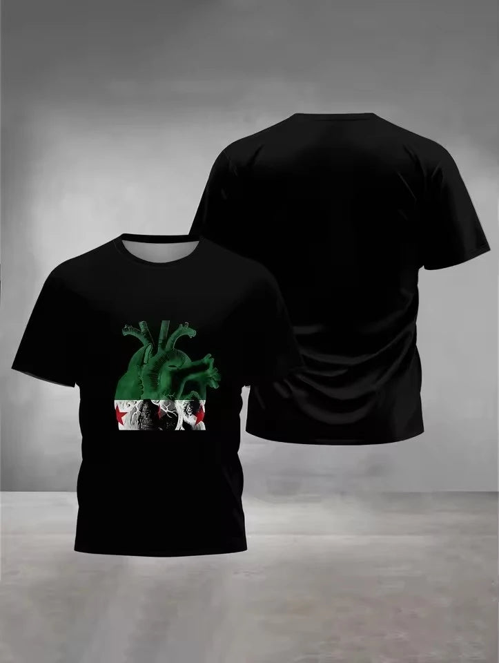 New Syria Flag Graphic Men's T-shirt Casual Short Sleeved Tees Men Sports Football Jersey Tshirt Summer Daily Camiseta Hombre