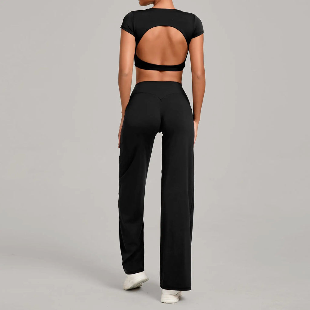 2PCS Yoga Set Women Tracksuit Workout Set Gym Clothes Push Up Fitness Short Sleeves Running Sportwear Sport Outfit Leggings Suit
