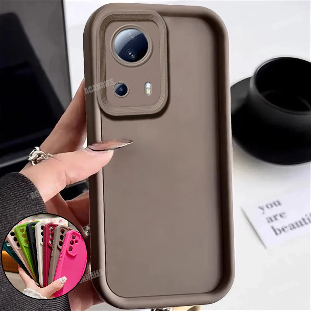 For Xiaomi Mi 13 Lite 5g Matte Soft Silicone Case On Mi13 13lite Airbag Bumper Shockproof Coffee Back Cover Xiaomi13lite 2024