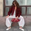 Linad Street Loose White Bloomers Pants Women Summer Elastic Waist Trousers Fashion Lace Up See Through Pants Female 2025 Sexy