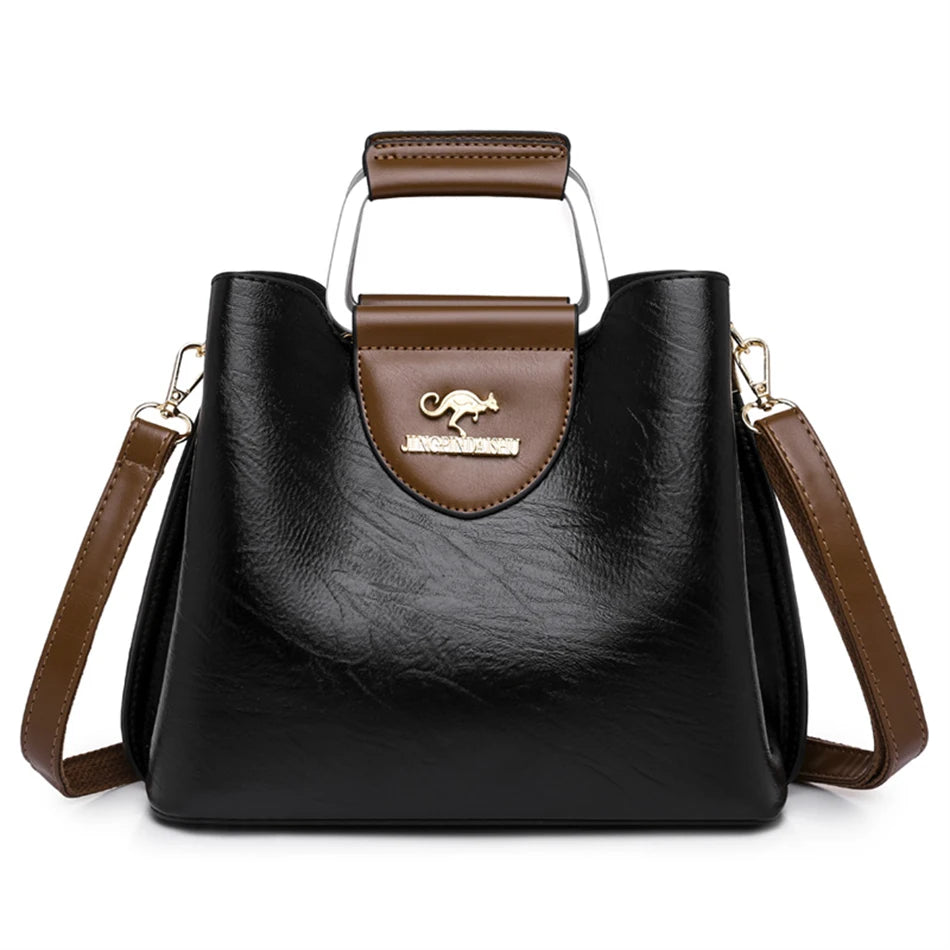 Luxury Oil-Textured Designer Shoulder Bag – Elegant Soft Leather Crossbody Tote for Women