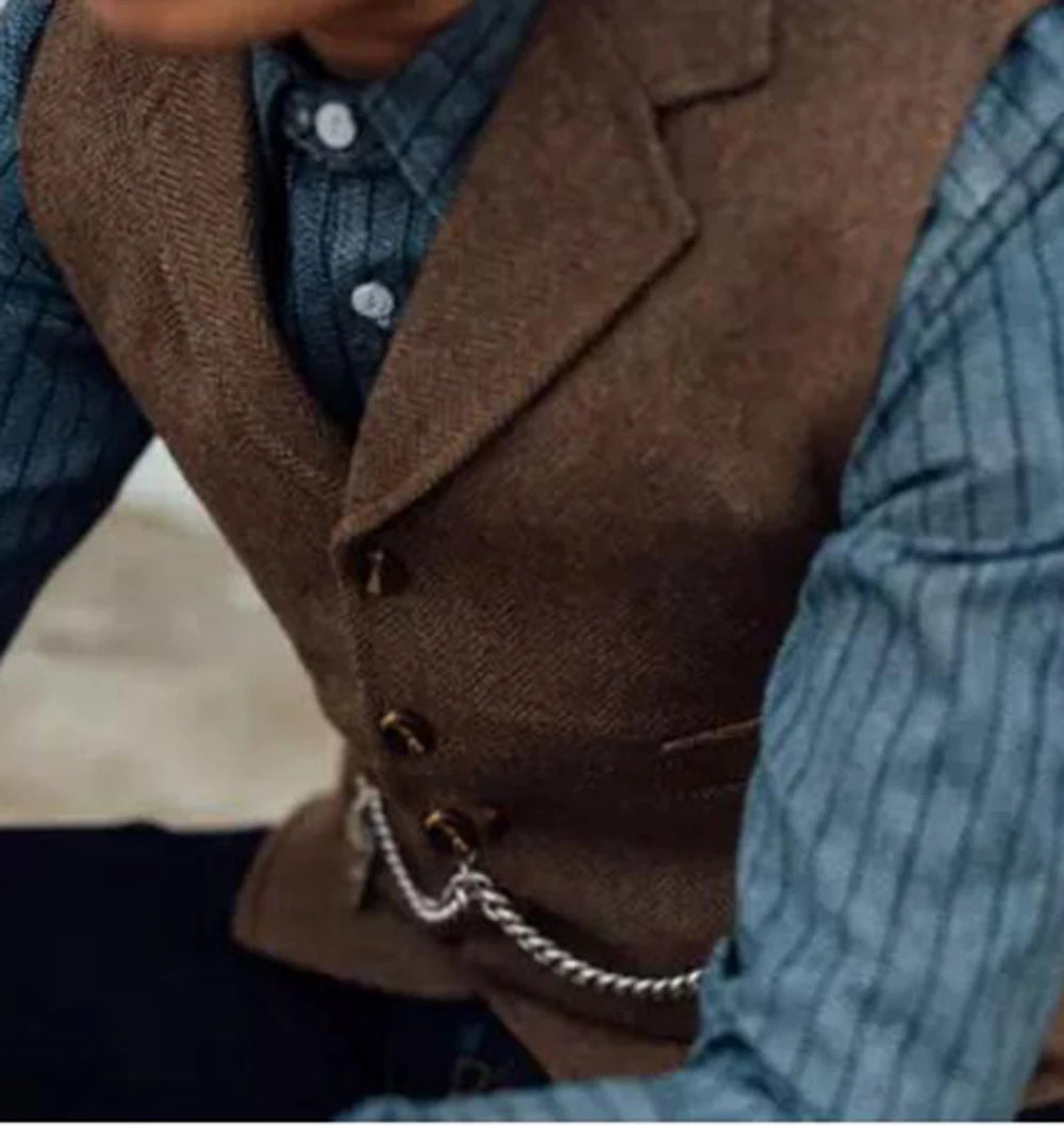 Men’s Wool Herringbone Suit Vest