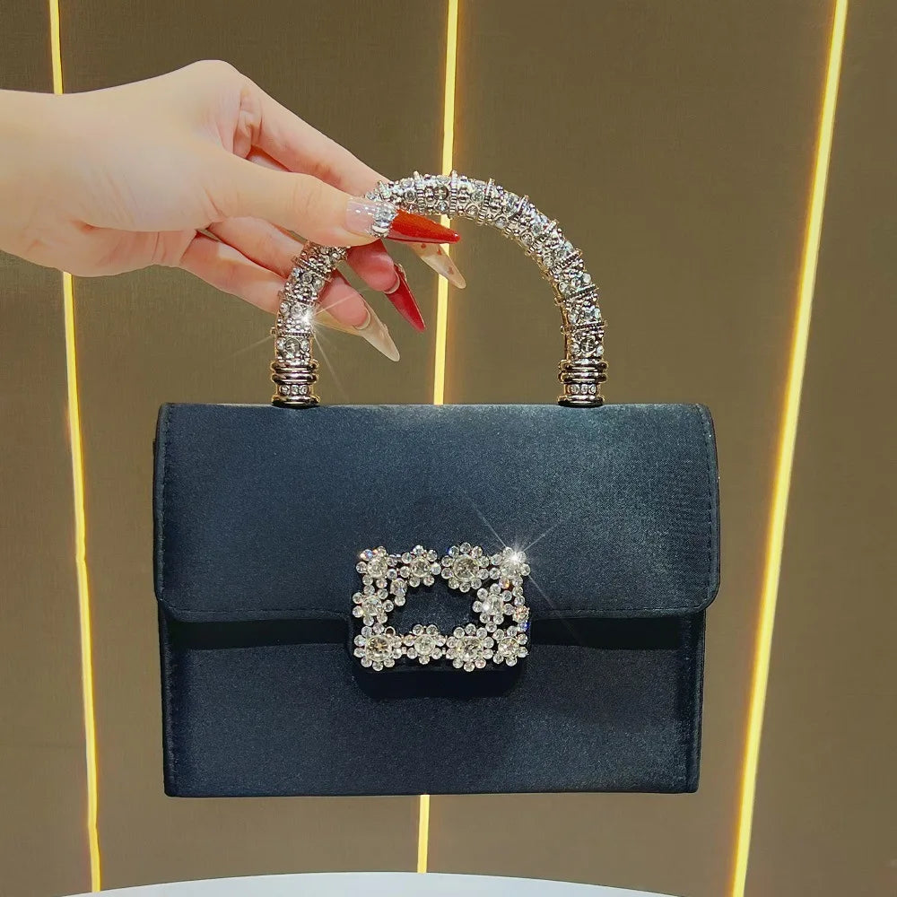Luxe Silk Evening Minaudière – Elegant Light Luxury Handbag for Wome