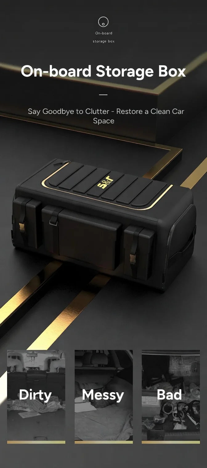 Large Capacity Car Trunk Organizer, Waterproof Foldable Cargo Storage Box with Lid, Multi-compartment Auto Organizer for SUV