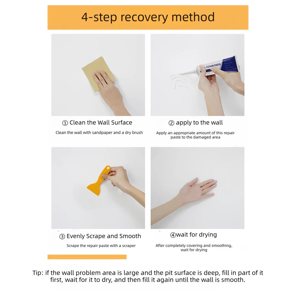 Dry Wall Patch Repair Kit 250g Wall Mending Agents Multi-Functional Quick-Drying Wall Repair Paste Heavy Duty Concrete Sealant