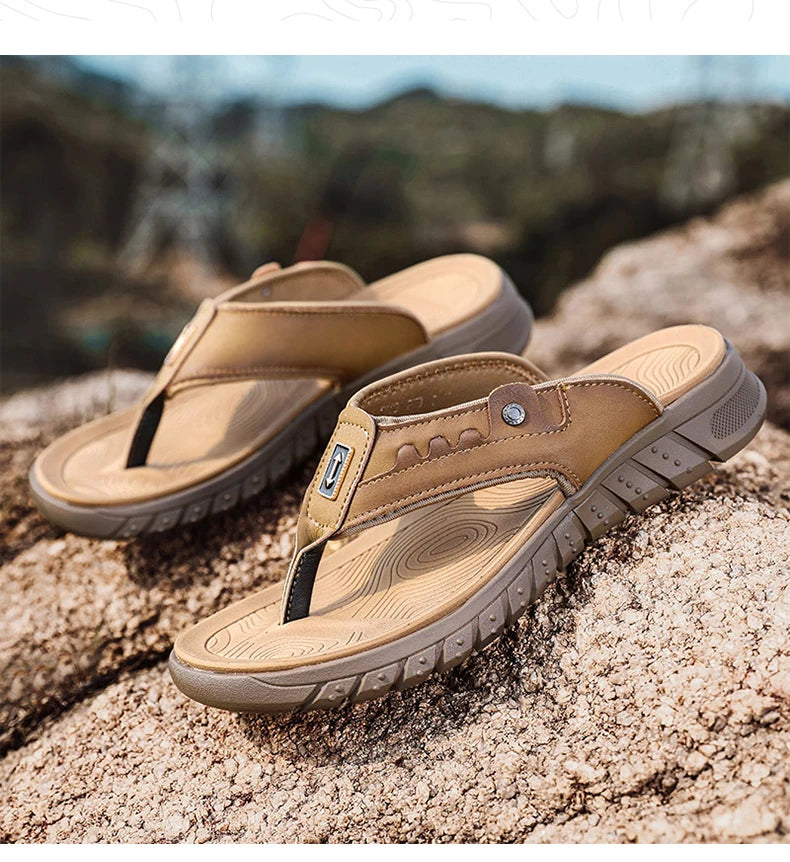 Mens Casual Slippers Summer Outdoor Open Toe Beach Shoes Soft Bottom Comfortable Vacation Indoor Sandals Fashion Non Slip Breath