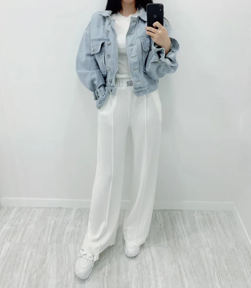Women Denim Coat Short Jackets Turn Down Collar Full Sleeve Solid Casual Loose Single Breasted Coats Jacket Autumn Winter