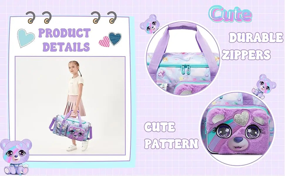 Travel Bag for Kids,Girls Duffle Bag Sleepover Bag for Girls,Gym Bag Sports Duffel Bag,Dance Bag for Girls With Shoe Compartment