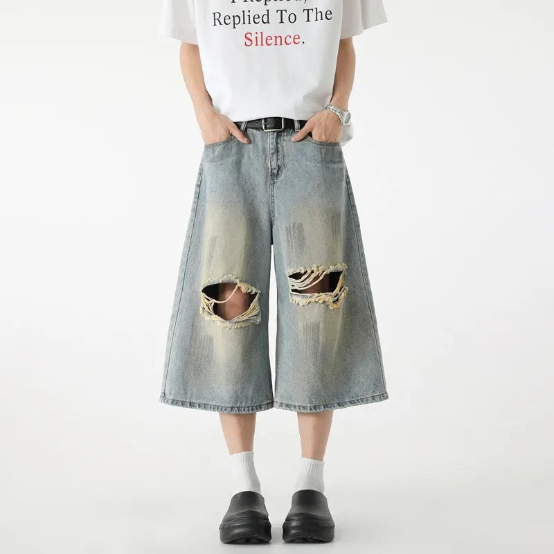 Retro Distressed Denim Jorts