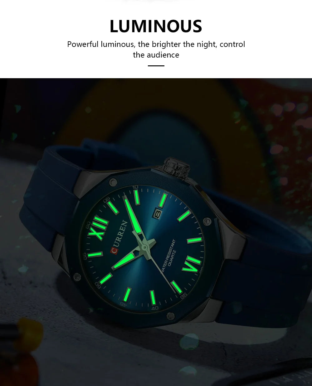 CURREN Simple Luxury Men's Watches New Business Quartz Wristwatch with Silicone Strap Luminous Hands Waterproof Clock